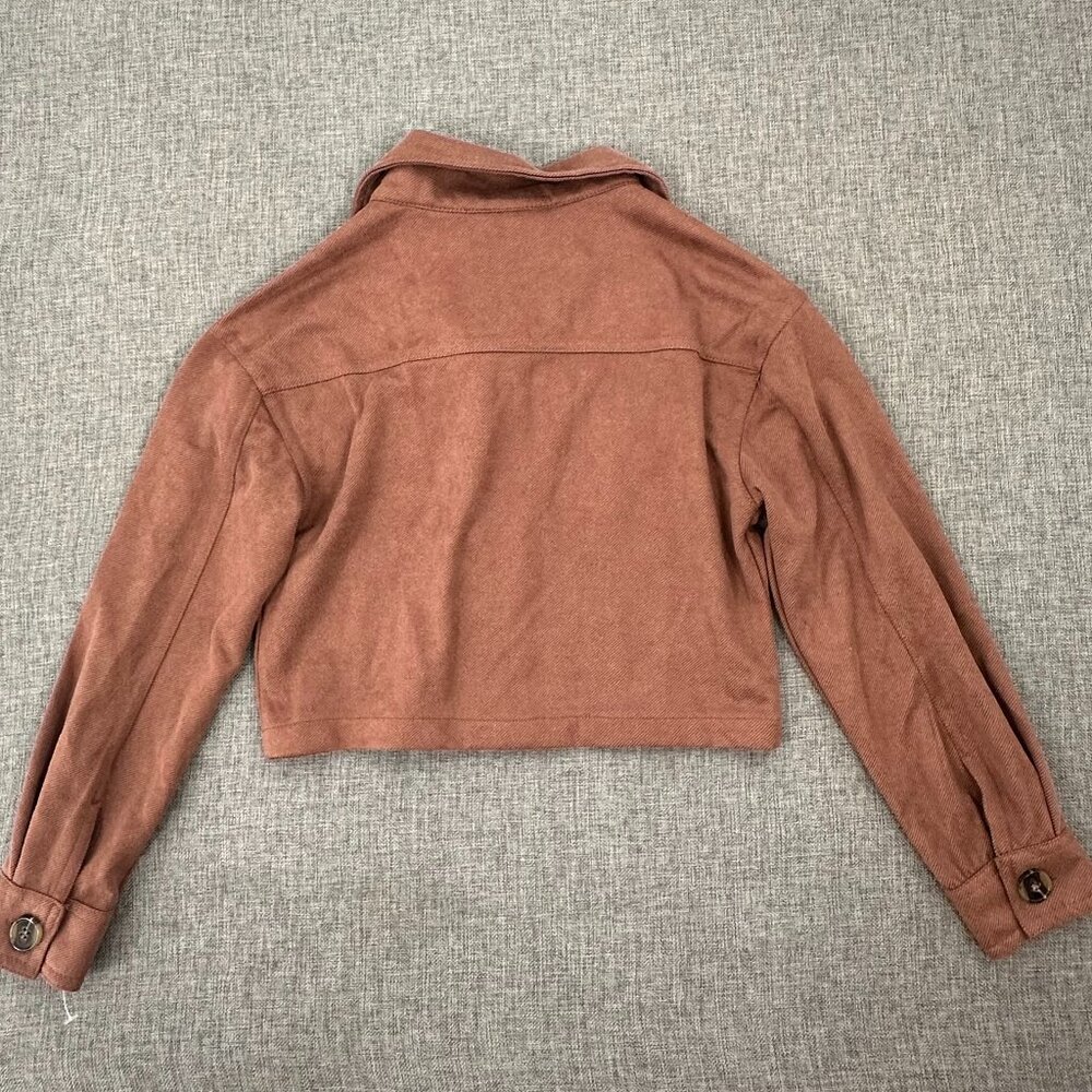 NEW! Girls Kids Knit Works Button Jacket Brown/Tan S7/8 Collared Long Sleeve - Picture 8 of 10